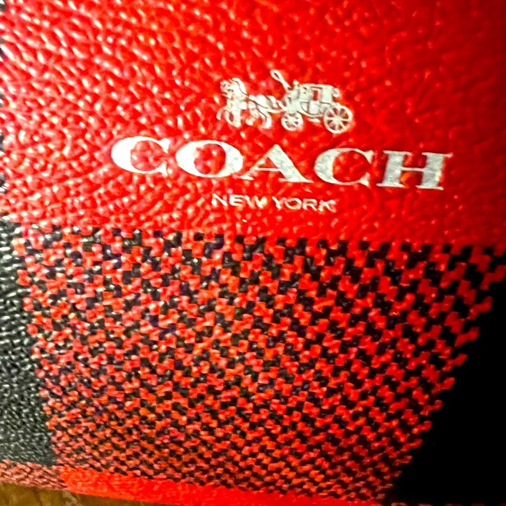 COACH Buffalo Plaid Corner Zip Wristlet